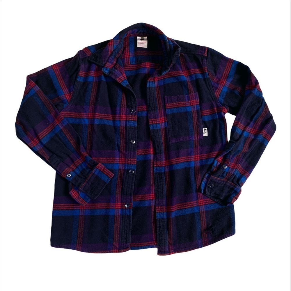 Billionaire Boys Club Navy Blue & Red Plaid Button-Down Shirt